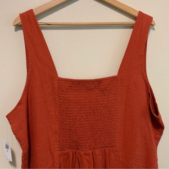 Old Navy Sleeveless Square Neck Linen Blend Mini Dress bronzed amber xxl tall - Picture 8 of 9